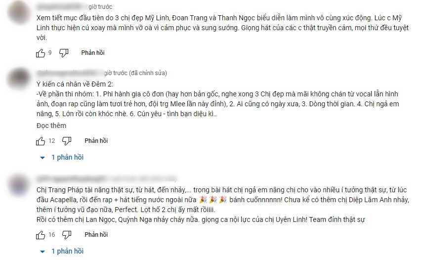 Những bình luận khen ngợi chương trình của khán giả. Ảnh chụp màn hình.