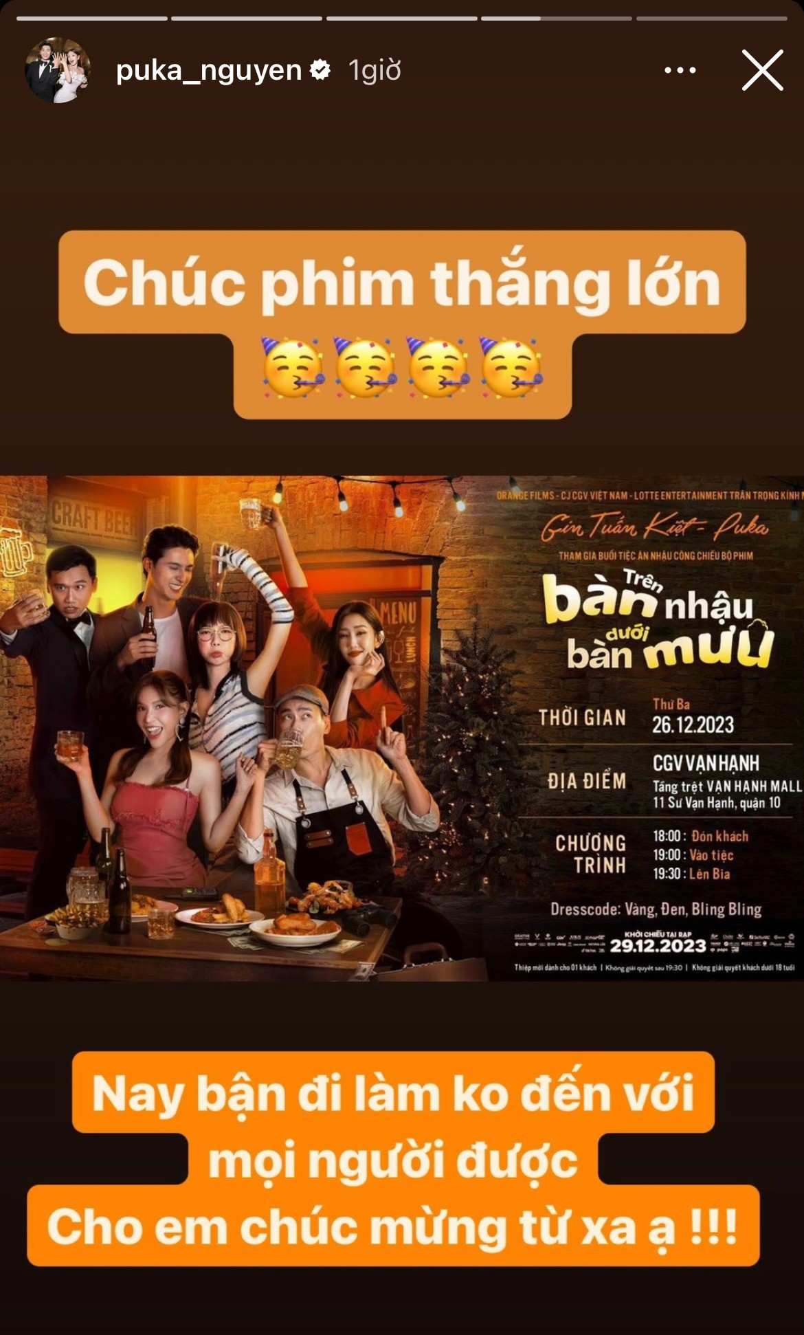 Puka tiết lộ lý do không tới dự họp báo phim của Khả Như và Diệu Nhi mà chỉ gửi lời chúc trên mạng xã hội.