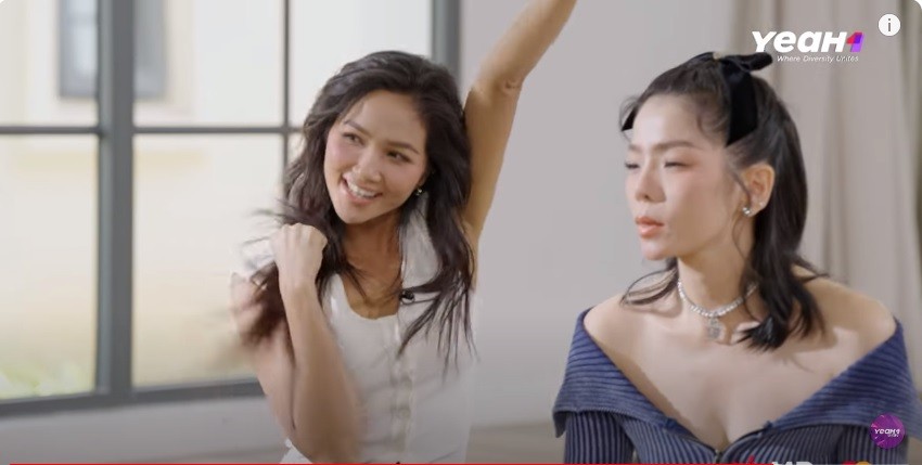 Sự háo hức của H'Hen Niê khi trò chuyện với Tăng Duy Tân.  Ảnh chụp màn hình.