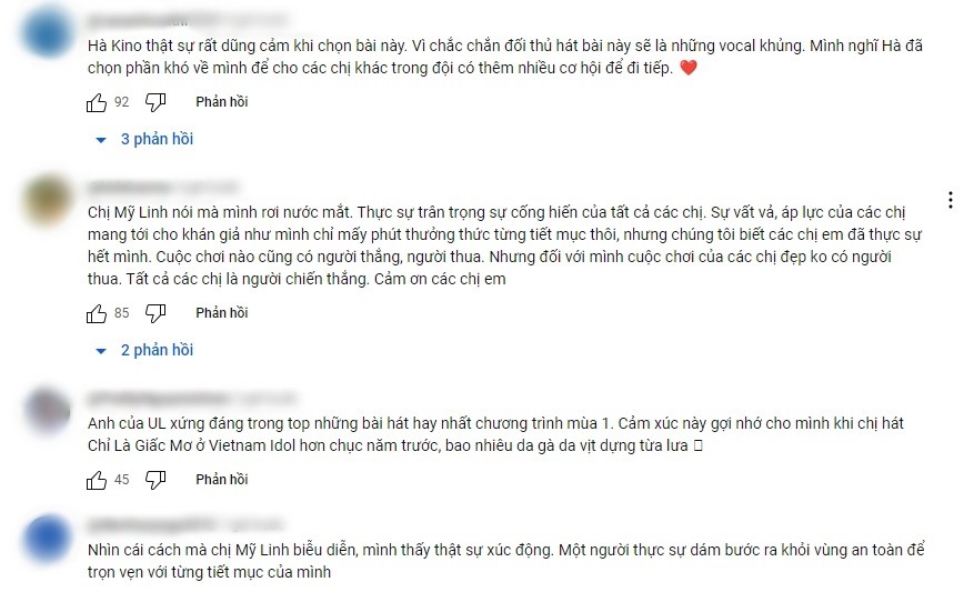 Những bình luận khen ngợi của khán giả. Ảnh chụp màn hình. Những bình luận khen ngợi của khán giả. Ảnh chụp màn hình.