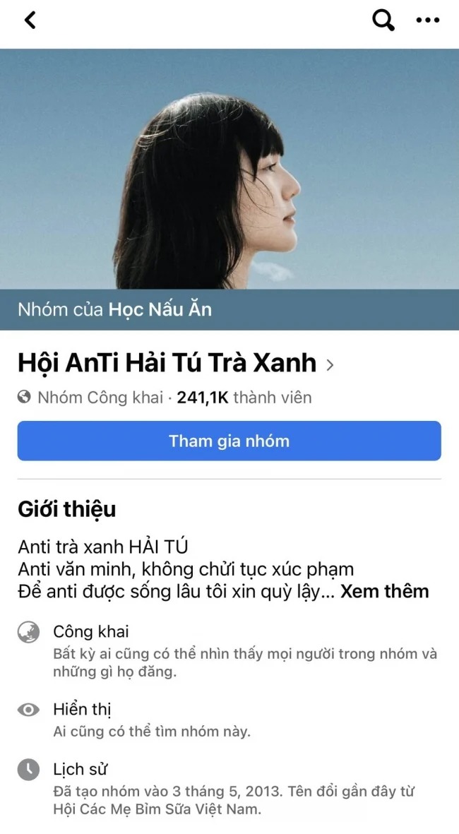 Group anti Hải Tú sau scandal. Ảnh: chụp màn hình