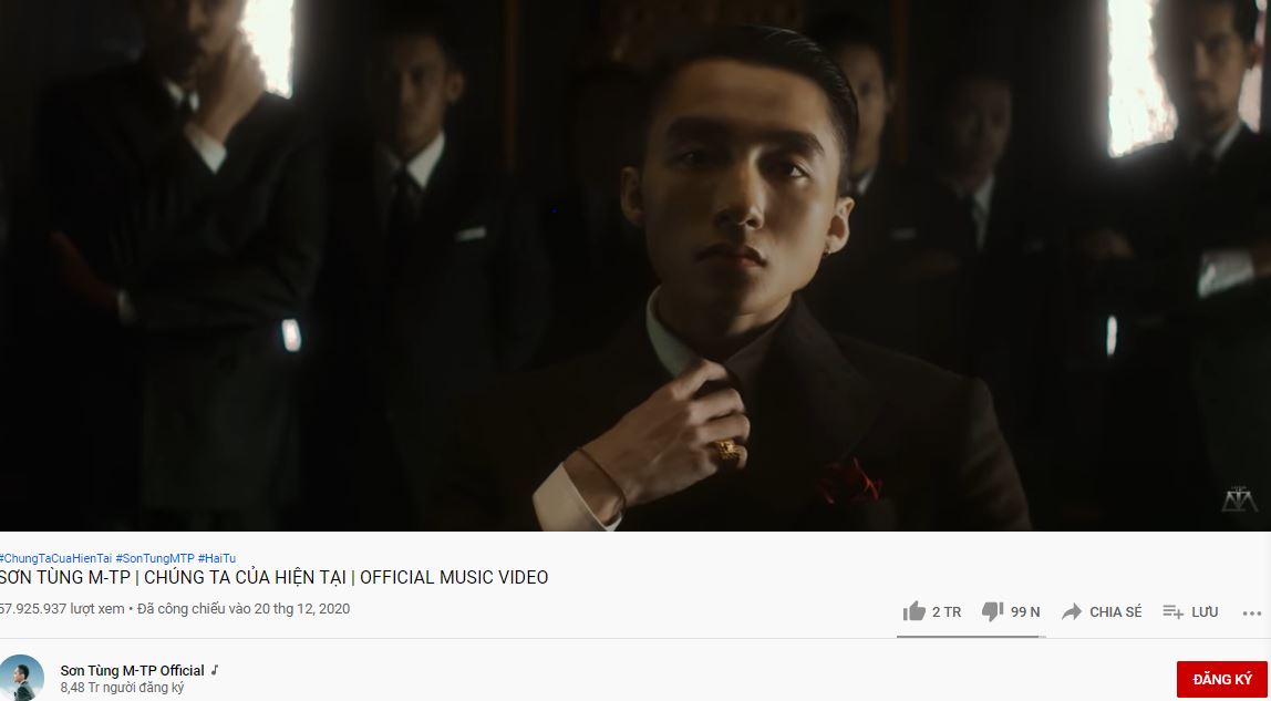 Lượng dislike MV mới nhất của Sơn Tùng M-TP tăng đáng kể chỉ sau 1 ngày. Ảnh chụp màn hình