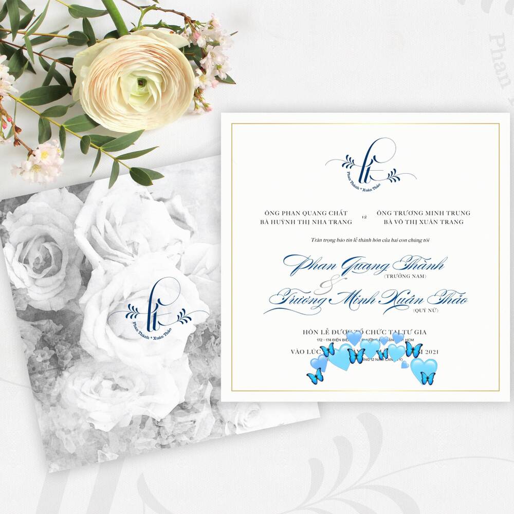 Hình ảnh thiệp cưới của Phan Thanh và hôn thê nhà giàu. Ảnh FBNV
