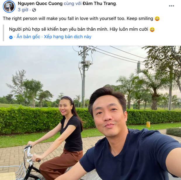 Cường Đô la đăng tải khoảnh khắc cuối tuần thư giãn cùng Đàm Thu Trang. Ảnh chụp màn hình