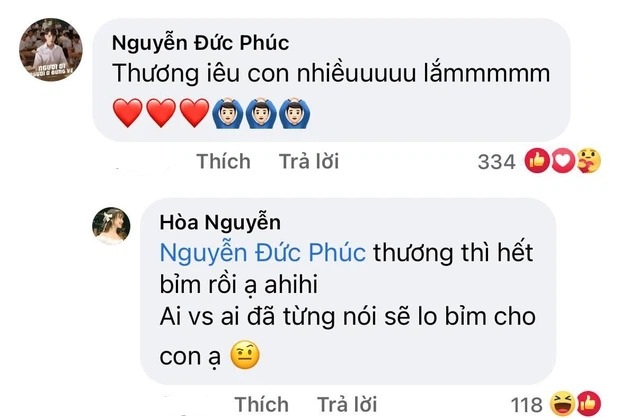 Đức Phúc hào hứng bày tỏ niềm yêu thích với con trai Hoà Minzy nhưng lại bị đàn chị vào đòi quà. Ảnh chụp màn hình Đức Phúc hào hứng bày tỏ niềm yêu thích với con trai Hoà Minzy nhưng lại bị đàn chị vào đòi quà. Ảnh chụp màn hình