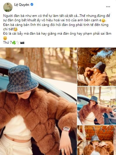 Lệ Quyên chia sẻ đầy tâm trạng trên trang cá nhân. Ảnh chụp màn hình. Lệ Quyên chia sẻ đầy tâm trạng trên trang cá nhân. Ảnh chụp màn hình.