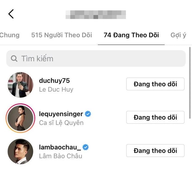 Trên trang cá nhân, Kỳ Anh còn theo dõi cả Lâm Bảo Châu. Ảnh chụp màn hình. Trên trang cá nhân, Kỳ Anh còn theo dõi cả Lâm Bảo Châu. Ảnh chụp màn hình.