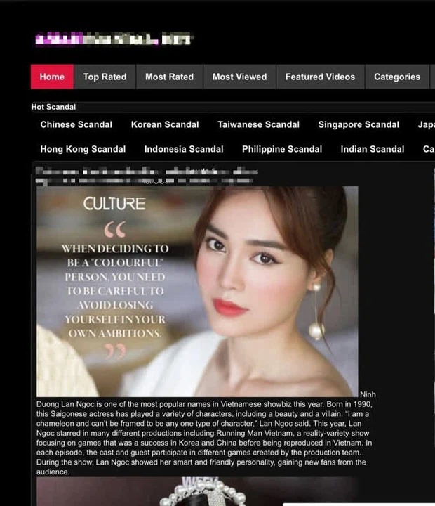 Ninh Dương Lan Ngọc nghi bị lộ clip giường chiếu trên web đen. Ảnh chụp màn hình