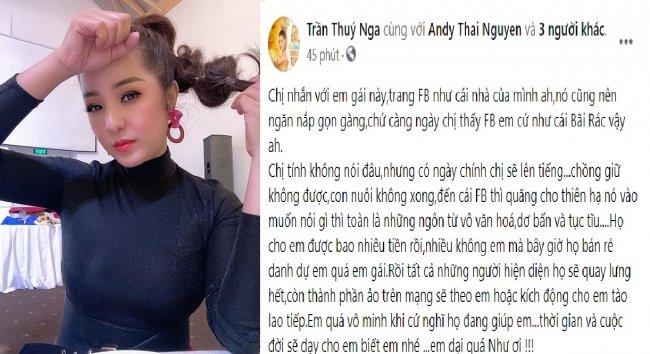 Thúy Nga có động thái khó hiểu khi nhắc đến hôn nhân của diễn viên Hoàng Anh. Ảnh chụp màn hình