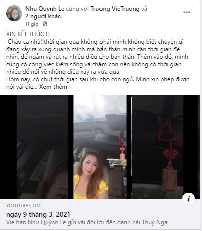 Quỳnh Như chia sẻ trên trang cá nhân của mình. Ảnh chụp màn hình. Quỳnh Như chia sẻ trên trang cá nhân của mình. Ảnh chụp màn hình.
