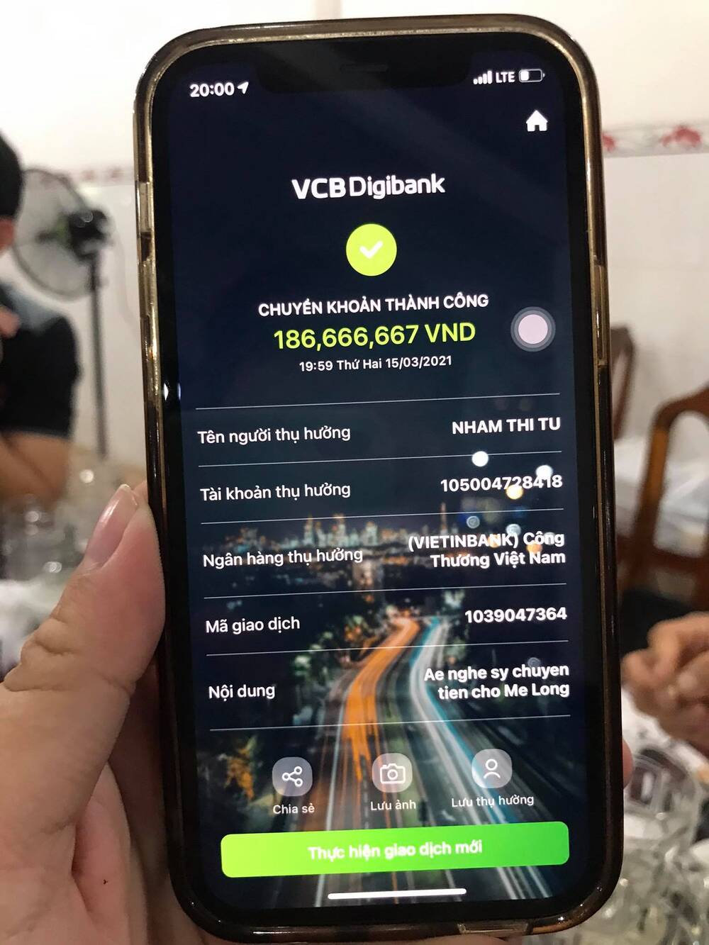 Nhóm nghệ sĩ đã chuyển khoản thành công cho phần của bố mẹ Vân Quang Long và vợ đầu Lê Vân. Ảnh internet