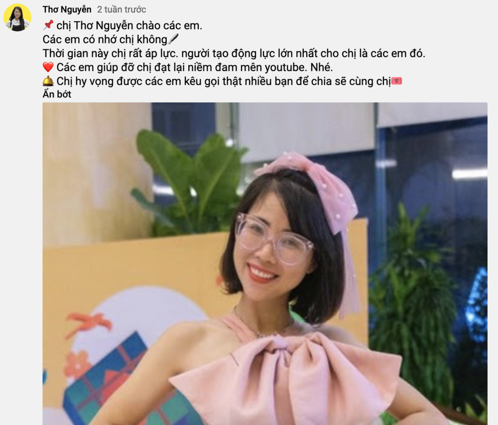 Kênh Youtube giả mạo Thơ Nguyễn xuất hiện. Ảnh chụp màn hình. Kênh Youtube giả mạo Thơ Nguyễn xuất hiện. Ảnh chụp màn hình.