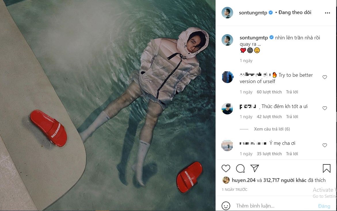 Bức ảnh thứ 2 của Sơn Tùng tái xuất sau ồn ào 'trà xanh'. Ảnh chụp màn hình