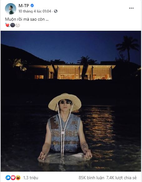 Sơn Tùng đăng tải vào nửa đêm nhưng vẫn thu về 1,3 triệu like sau 1 ngày. Ảnh chụp màn hình