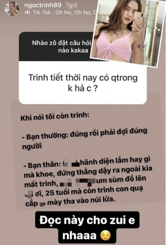 Ngọc Trinh gây tranh cãi vì nói từ nhạy cảm. Ảnh chụp màn hình Ngọc Trinh gây tranh cãi vì nói từ nhạy cảm. Ảnh chụp màn hình