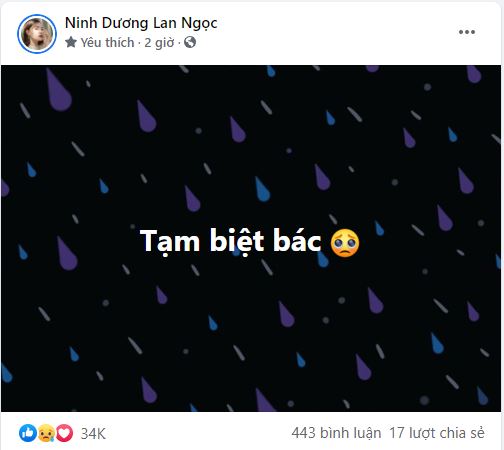 Ninh Dương Lan Ngọc tiễn biệt mẹ Chi Dân. Ảnh chụp màn hình Ninh Dương Lan Ngọc tiễn biệt mẹ Chi Dân. Ảnh chụp màn hình