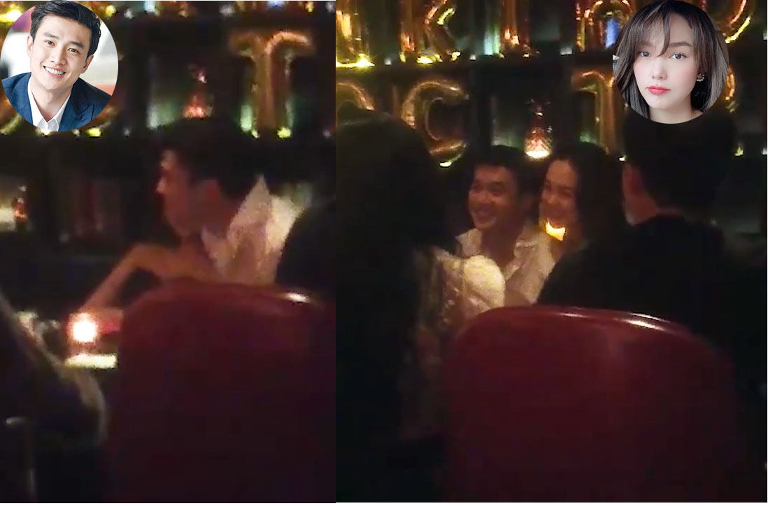 Quốc Trường có những hành động thân mật với Minh Hằng. Ảnh internet