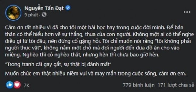 Đạt G ngay sau đó cũng đăng tải bức tâm thư. Ảnh internet Đạt G ngay sau đó cũng đăng tải bức tâm thư. Ảnh internet