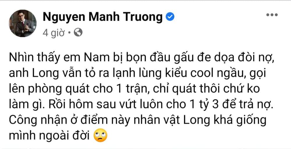 Mạnh Trường chia sẻ trên trang cá nhân. Ảnh FB
