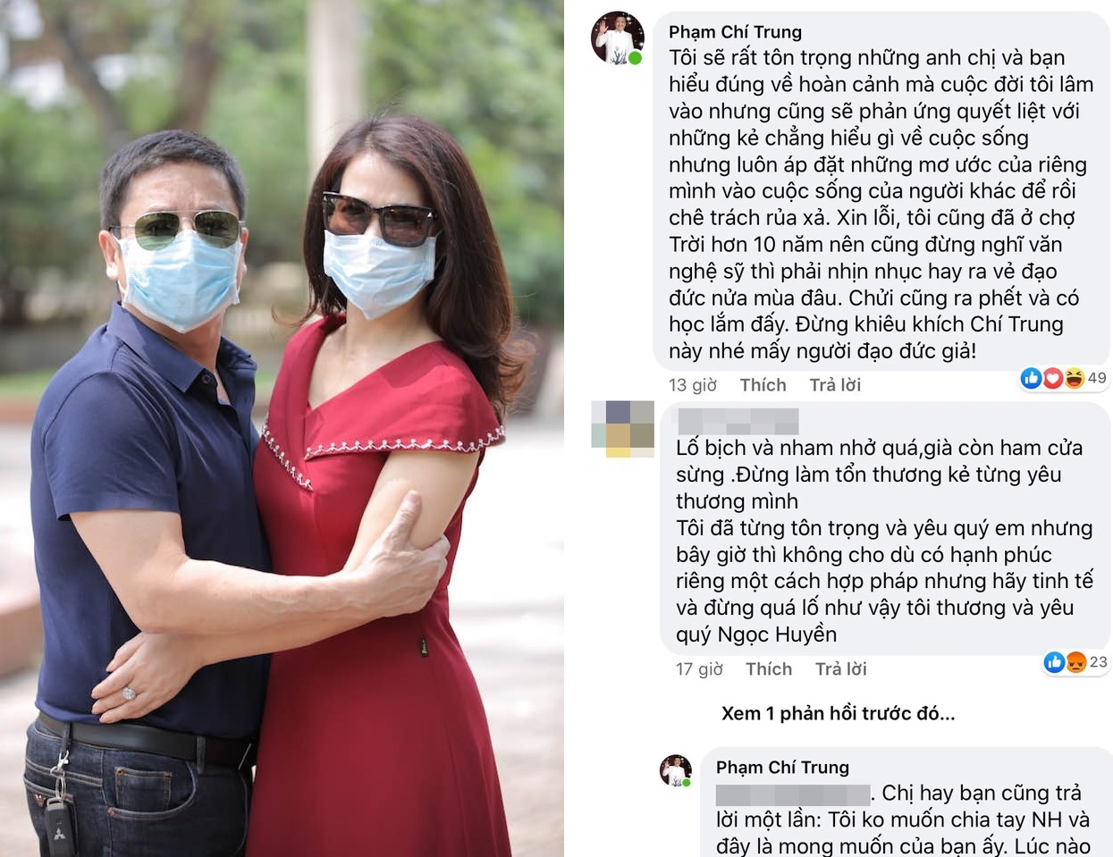 Chí Trung và những lần đáp trả về lời soi mói mối quan hệ bên bạn gái mới.