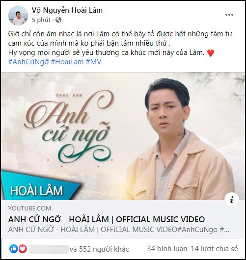 Hoài Lâm ra mắt MV mới giữa lúc vợ cũ có tình yêu mới. Ảnh chụp màn hình
