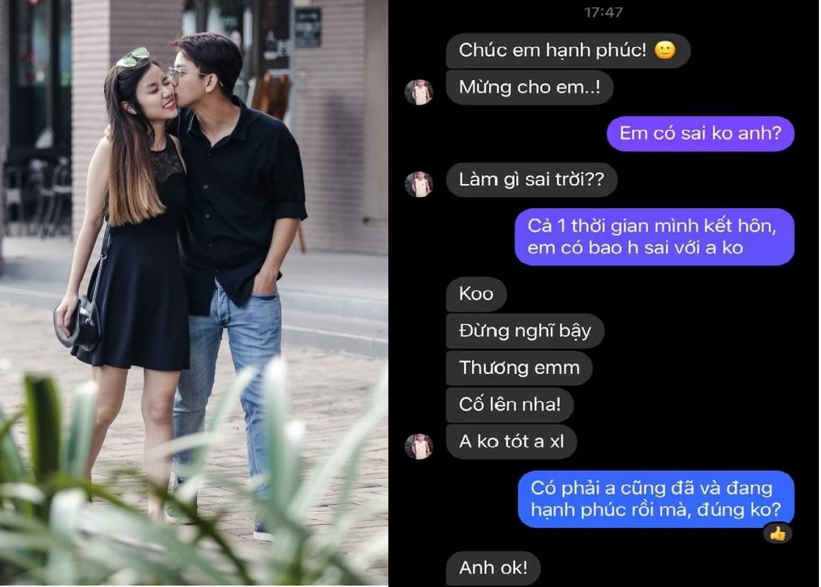 Hoài Lâm còn nhắn tin chúc vợ cũ hạnh phúc bên tình yêu mới. Ảnh FBNV