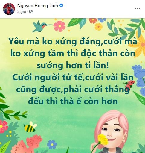 Hoàng Linh chia sẻ đầy ẩn ý trên trang cá nhân. Ảnh chụp màn hình Hoàng Linh chia sẻ đầy ẩn ý trên trang cá nhân. Ảnh chụp màn hình