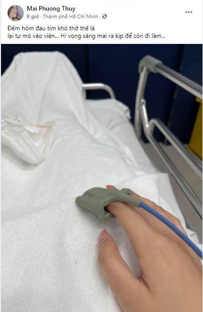 Mai Phương Thúy nhập viện nửa đêm vì đau tim, khó thở. Ảnh chụp màn hình Mai Phương Thúy nhập viện nửa đêm vì đau tim, khó thở. Ảnh chụp màn hình