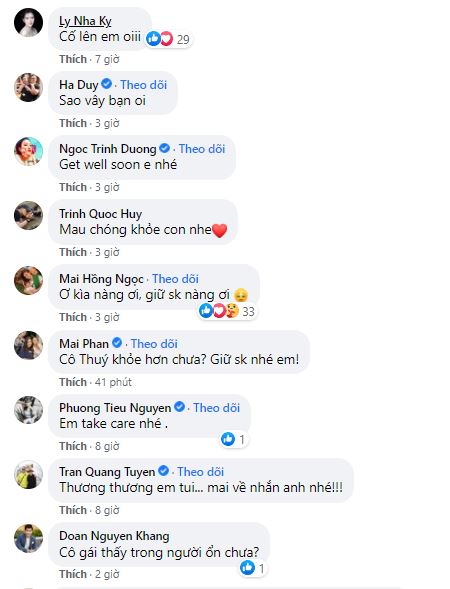 Nhiều sao Việt lo lắng trước tình trạng sức khỏe của Mai Phương Thúy. Ảnh chụp màn hình Nhiều sao Việt lo lắng trước tình trạng sức khỏe của Mai Phương Thúy. Ảnh chụp màn hình