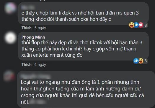 Thậm chí còn bình luận mỉa mai Thiều Bảo Trâm giữa chuyện tình ồn ào với Sơn Tùng. Ảnh chụp màn hình
