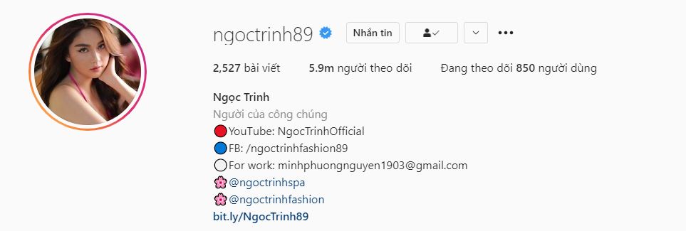 Nhưng Ngọc Trinh cũng bám sát ngay sau. Ảnh chụp màn hình Nhưng Ngọc Trinh cũng bám sát ngay sau. Ảnh chụp màn hình