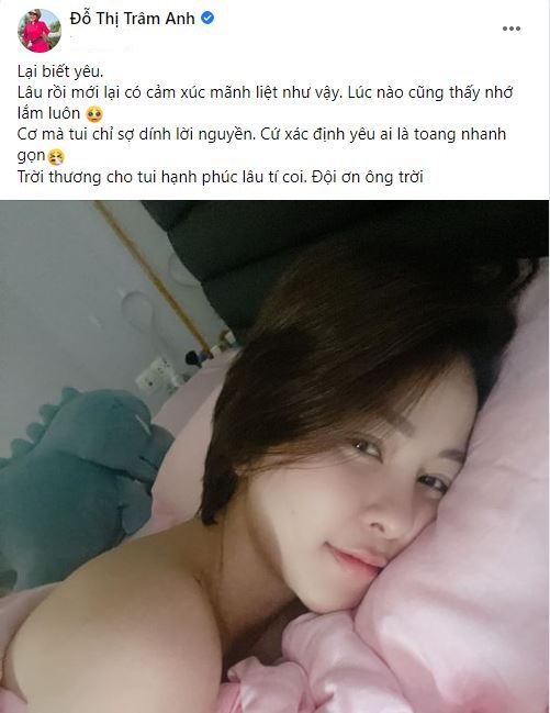 Trâm Anh đăng tải dòng trạng thái trên trang cá nhân. Ảnh chụp màn hình Trâm Anh đăng tải dòng trạng thái trên trang cá nhân. Ảnh chụp màn hình