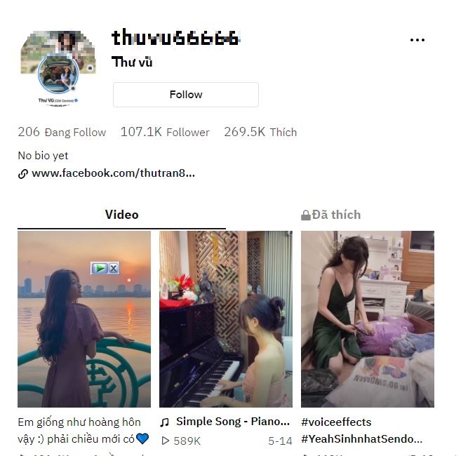 Lượng người theo dõi trang trang TikTok cá nhân của cô nàng này tăng lên chóng mặt. Ảnh chụp màn hình Lượng người theo dõi trang trang TikTok cá nhân của cô nàng này tăng lên chóng mặt. Ảnh chụp màn hình