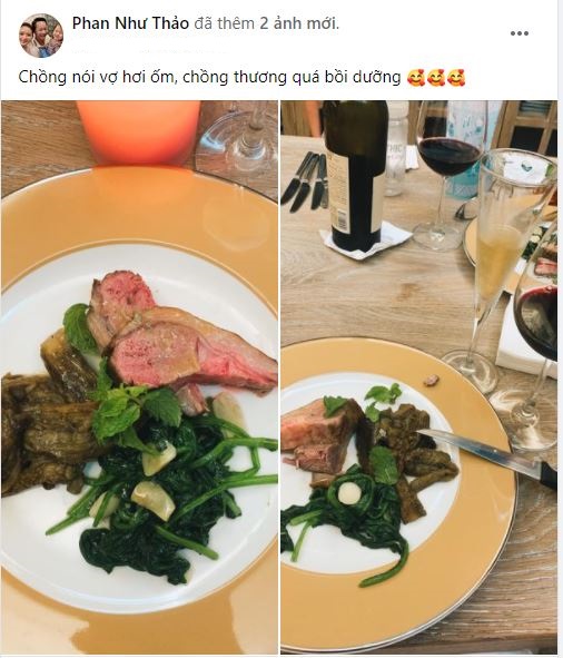 Phan Như Thảo khoe được chồng bồi bổ. Ảnh chụp màn hình