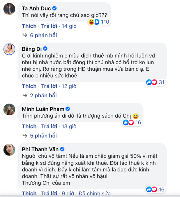 Nhiều sao Việt vào động viên nữ nghệ sĩ. Ảnh chụp màn hình Nhiều sao Việt vào động viên nữ nghệ sĩ. Ảnh chụp màn hình