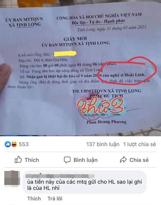 Dân mạng lại tranh cãi chi tiết khó hiểu trong giấy gửi quà từ tiện của Hoài Linh 2 Dân mạng lại tranh cãi chi tiết khó hiểu trong giấy gửi quà từ tiện của Hoài Linh 2