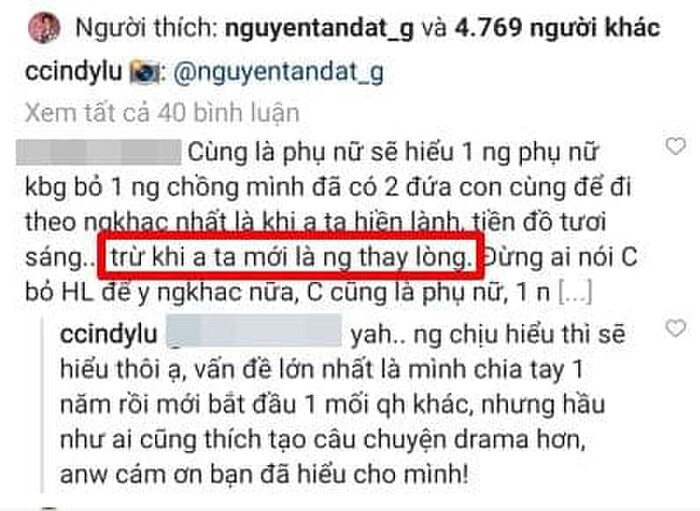 Thái độ khó hiểu của Cindy Lư trước ẩn ý Hoài Lâm thay lòng trước khi ly hôn Thái độ khó hiểu của Cindy Lư trước ẩn ý Hoài Lâm thay lòng trước khi ly hôn