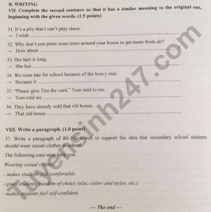 Đề thi Tiếng anh thi vào lớp 10 ở tỉnh Khánh Hòa 2021. Ảnh Tuyensinh247 Đề thi Tiếng anh thi vào lớp 10 ở tỉnh Khánh Hòa 2021. Ảnh Tuyensinh247