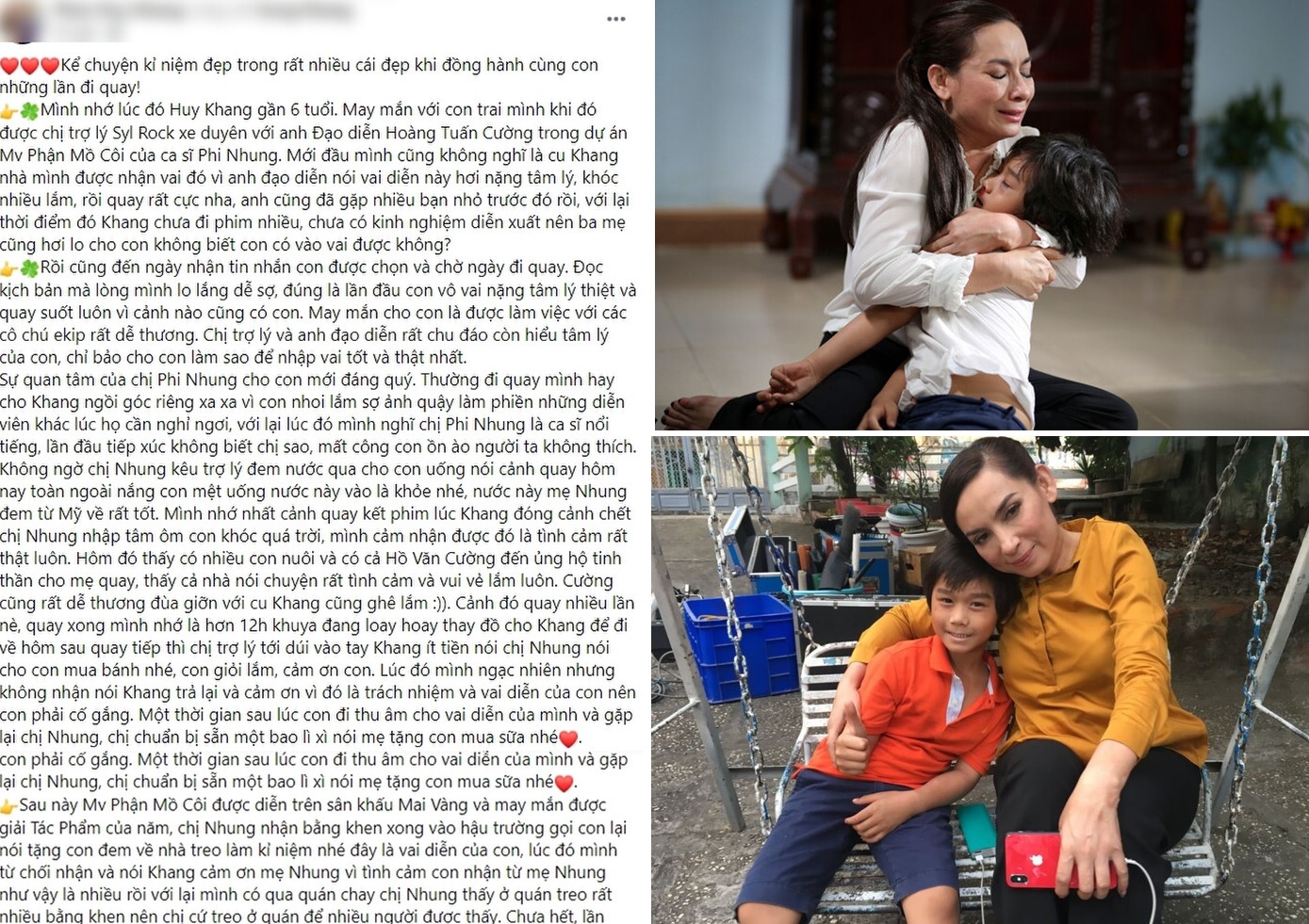 Mẹ diễn viên nhí Huy Khang có những chia sẻ về Phi Nhung. Ảnh chụp màn hình Mẹ diễn viên nhí Huy Khang có những chia sẻ về Phi Nhung. Ảnh chụp màn hình
