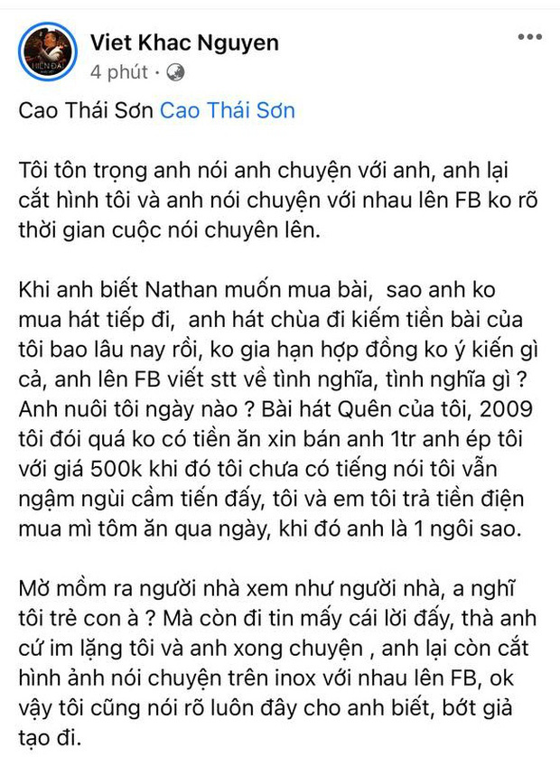Đang yên bình, Khắc Việt bỗng vạch trần con người thật 'sống giả tạo' của Cao Thái Sơn 2 Đang yên bình, Khắc Việt bỗng vạch trần con người thật 'sống giả tạo' của Cao Thái Sơn 2