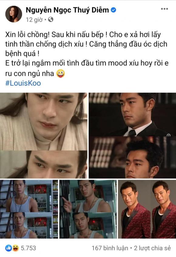 Thúy Diễm khoe 'mối tình đầu' trên mạng xã hội. Ảnh chụp màn hình Thúy Diễm khoe 'mối tình đầu' trên mạng xã hội. Ảnh chụp màn hình