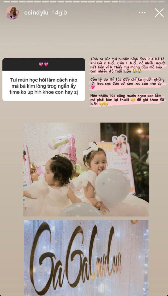 Cindy Lư đăng tải dòng trạng thái mới tiết lộ chuyện giấu kín con thời còn mặn nồng với Hoài Lâm. Cindy Lư đăng tải dòng trạng thái mới tiết lộ chuyện giấu kín con thời còn mặn nồng với Hoài Lâm.