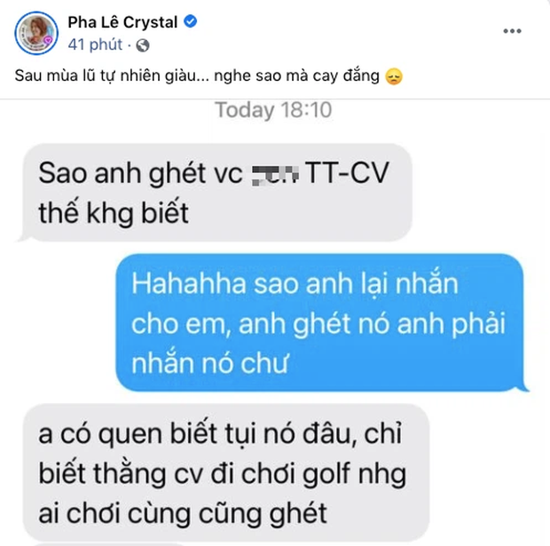 Thêm một ca sĩ ẩn ý chuyện cặp đôi 'TT - CV' từng chơi cá độ sau tiền từ thiện mùa lũ 1 Thêm một ca sĩ ẩn ý chuyện cặp đôi 'TT - CV' từng chơi cá độ sau tiền từ thiện mùa lũ 1