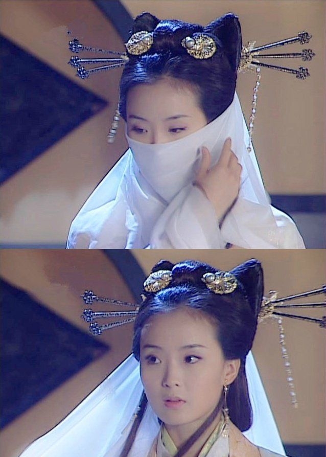 Dù theo chồng bỏ cuộc chơi sớm nhưng Vương Diễm vẫn từng gây ấn tượng với khoảnh khắc đeo khăn che mặt trong tạo hình cổ trang.