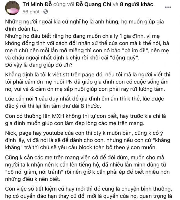 Bài đăng của quản lý cũ Phi Nhung. Ảnh chụp màn hình Bài đăng của quản lý cũ Phi Nhung. Ảnh chụp màn hình