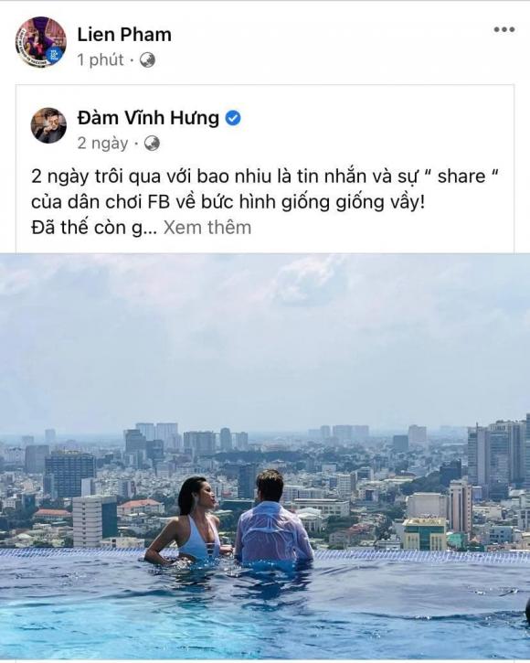 Vợ cũ Đàm Vĩnh Hưng chia sẻ bài viết liên quan đến nam ca sĩ. Ảnh chụp màn hình Vợ cũ Đàm Vĩnh Hưng chia sẻ bài viết liên quan đến nam ca sĩ. Ảnh chụp màn hình