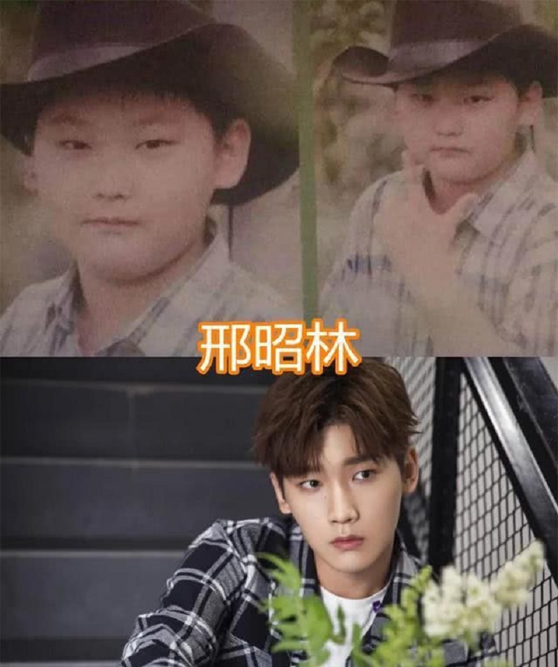 Hình Thiệu Lâm được biết đến là vai 'Vương Gia' lạnh lùng trong 'Song thế sủng phi'. Nhìn gương mặt thon nhỏ như hiện tại thì ít ai có thể hình dung được cậu bé Thiệu Lâm ngày xưa có gương mặt bầu bĩnh. Đây cũng là một trong những mỹ nam của Cbiz 'lột xác' thành công sau khi giảm cân.