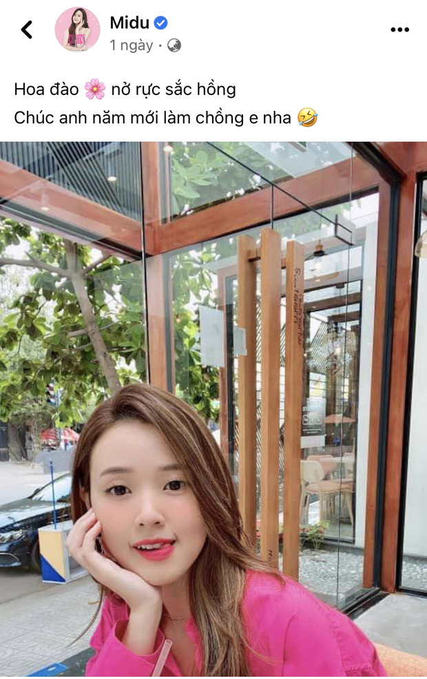 Midu 'thả thính' trên trang cá nhân. Ảnh chụp màn hình