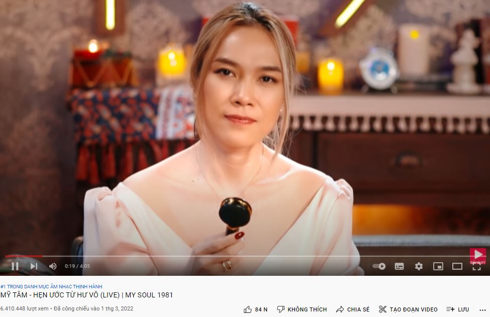 Mỹ Tâm thể hiện ca khúc 'Hẹn ước từ hư vô'. Ảnh chụp màn hình