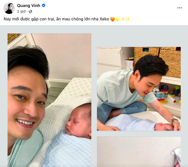 Quang Vinh đăng hình ảnh 'con trai' trên trang cá nhân. Ảnh chụp màn hình Quang Vinh đăng hình ảnh 'con trai' trên trang cá nhân. Ảnh chụp màn hình